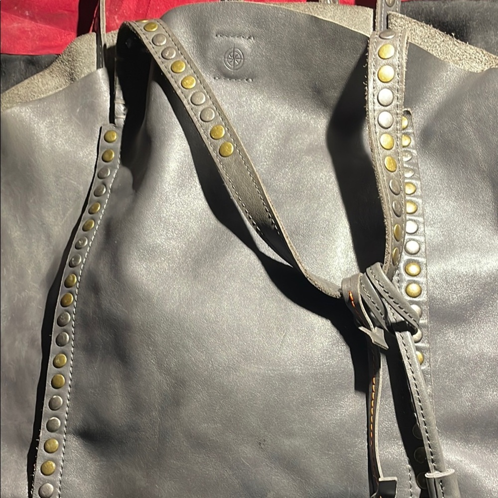 Studded Gray Shoulder Bag